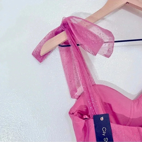 NWT City Studio Pink Sparkle Gown - Picture 7 of 16